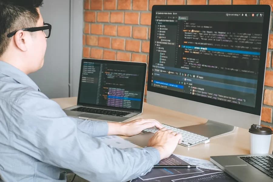 IT professional working with cyber security technology