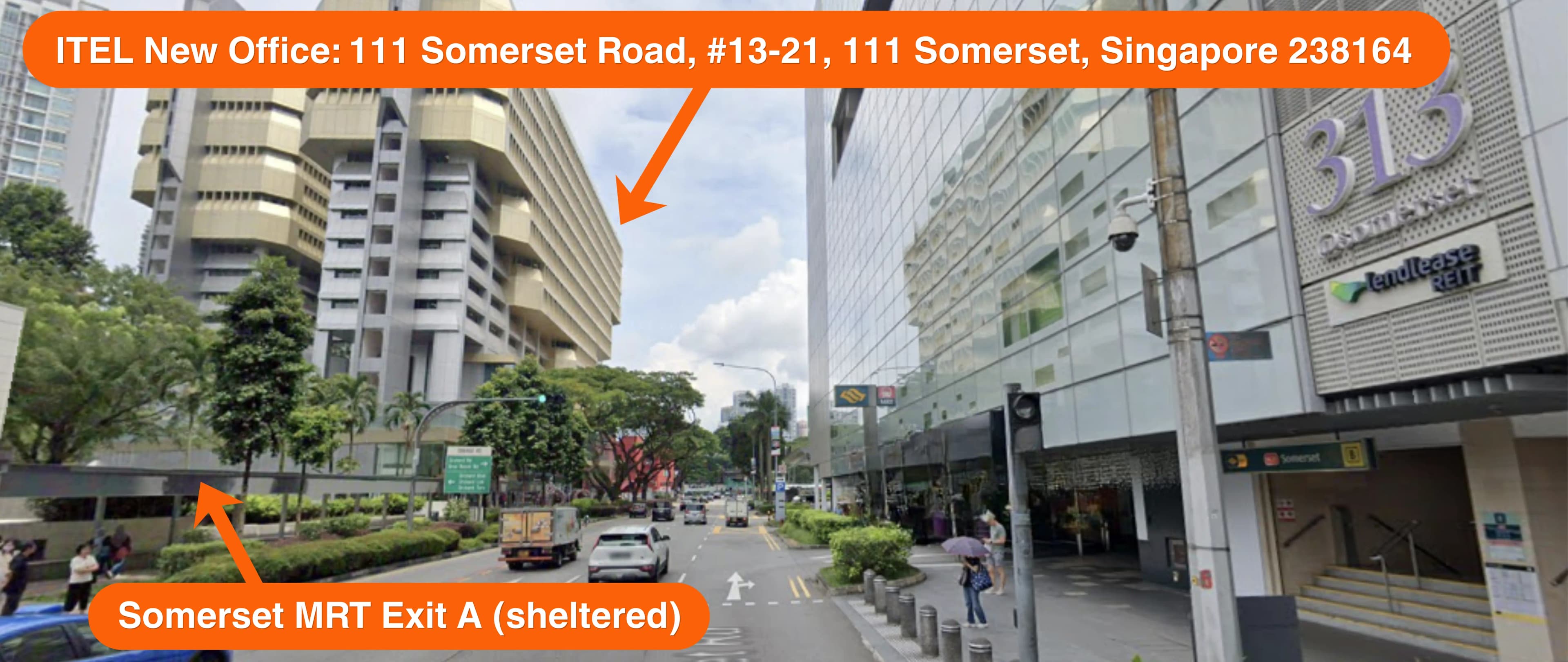 Somerset MRT Exit A and the route towards 111 Somerset